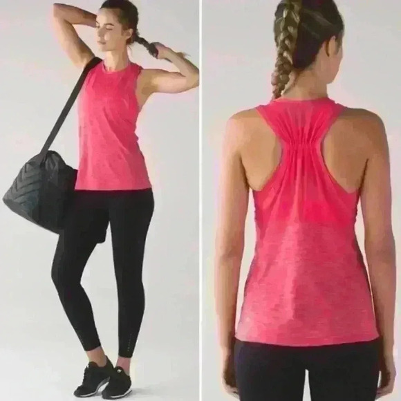 Lululemon Work The Circuit Tank Heathered Lush Coral Workout Top With Sports Bra - Picture 1 of 14